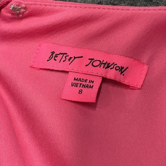 Betsey Johnson Hot Barbie Bubble Gun Pink V-Neck Sheath Midi Dress Size 8 M NWT - Picture 4 of 6